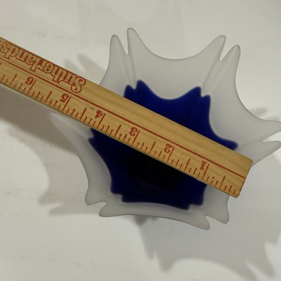 Vintage Retired Cobalt Blue White Frosted Glass Candle Holder Tealight Votive 45 - Picture 4 of 7